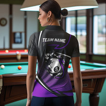 Load image into Gallery viewer, Funny 8 Ball Pool Purple Billiard Jersey For Women Custom Polo &amp; Quarter Zip Billiard Team Shirts TDM3488