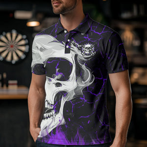Personalized Purple Glowing Fire Crack Skull Dart Shirt Custom Dart Shirts For Men Dart Team Jersey TDM3493