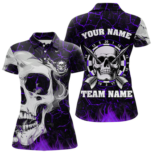 Personalized Purple Glowing Fire Crack Skull Dart Shirt Custom Dart Shirts For Women Dart Team Jersey TDM3493