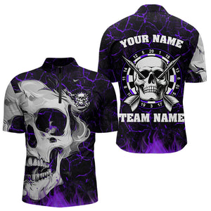 Personalized Purple Glowing Fire Crack Skull Dart Shirt Custom Dart Shirts For Men Dart Team Jersey TDM3493