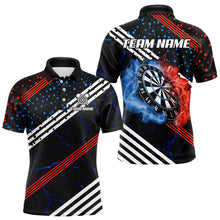 Load image into Gallery viewer, Personalized Blue And Red Darts Line And Dotted Design Dart Shirts For Men Lightning Dart Jerseys TDM3649