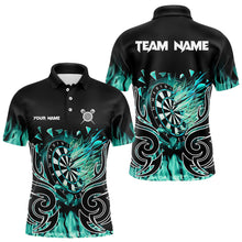 Load image into Gallery viewer, Custom Turquoise Tribal Flame Dart Shirt For Men, Dart Jersey Pocket Option TDM3795