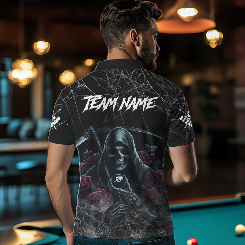 Grim Reaper 8 Ball Pool Roses Men's Billiard Shirt Custom Billiard Jersey, Billiard Team Shirts TDM3796
