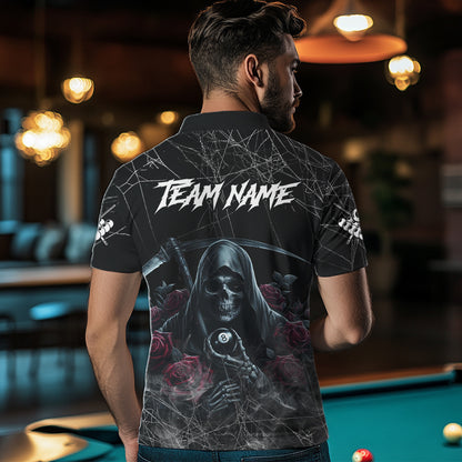 Grim Reaper 8 Ball Pool Roses Men's Billiard Shirt Custom Billiard Jersey, Billiard Team Shirts TDM3796