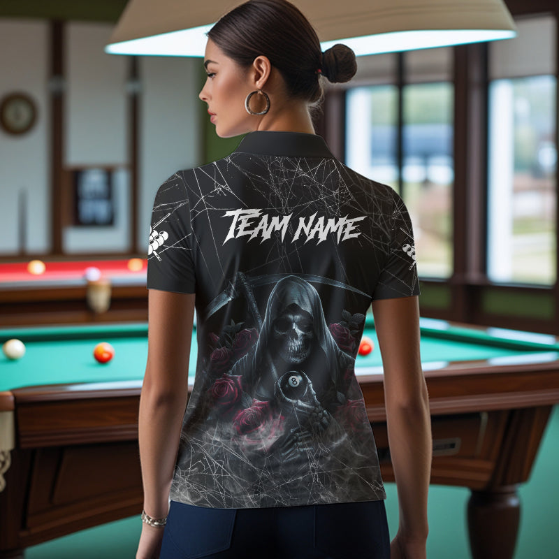 Grim Reaper 8 Ball Pool Roses Women's Billiard Shirt Custom Billiard Jersey, Billiard Team Shirts TDM3796