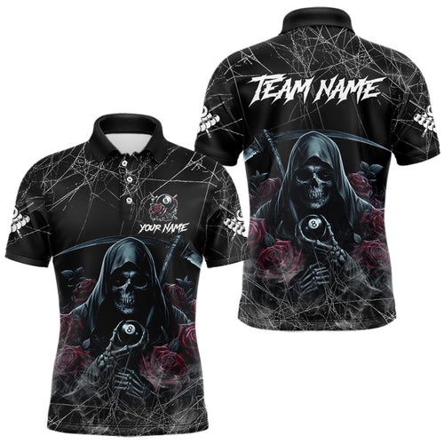 Death Skeleton 8 Ball Pool Roses Men's Billiard Shirt Custom Billiard Jersey, Billiard Team Shirts TDM3796