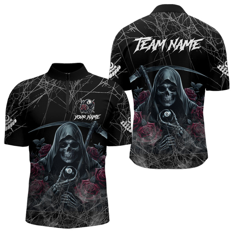 Grim Reaper 8 Ball Pool Roses Men's Billiard Shirt Custom Billiard Jersey, Billiard Team Shirts TDM3796
