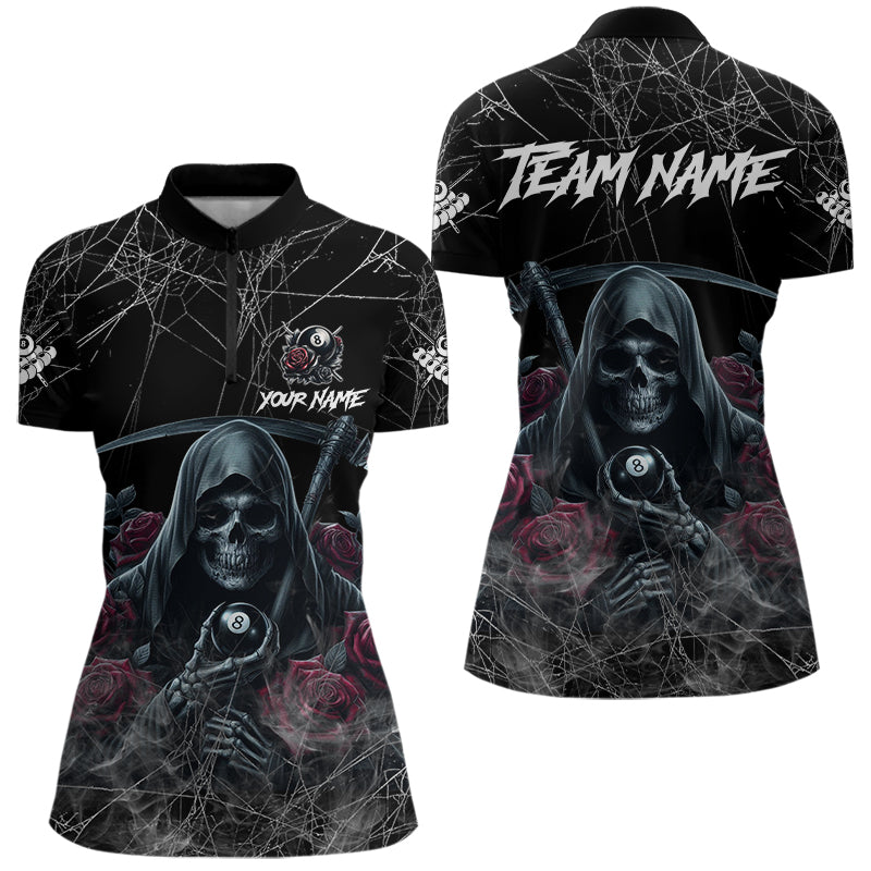 Grim Reaper 8 Ball Pool Roses Women's Billiard Shirt Custom Billiard Jersey, Billiard Team Shirts TDM3796