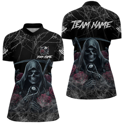 Grim Reaper 8 Ball Pool Roses Women's Billiard Shirt Custom Billiard Jersey, Billiard Team Shirts TDM3796