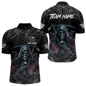 Death Skeleton 8 Ball Pool Roses Men's Billiard Shirt Custom Billiard Jersey, Billiard Team Shirts TDM3796