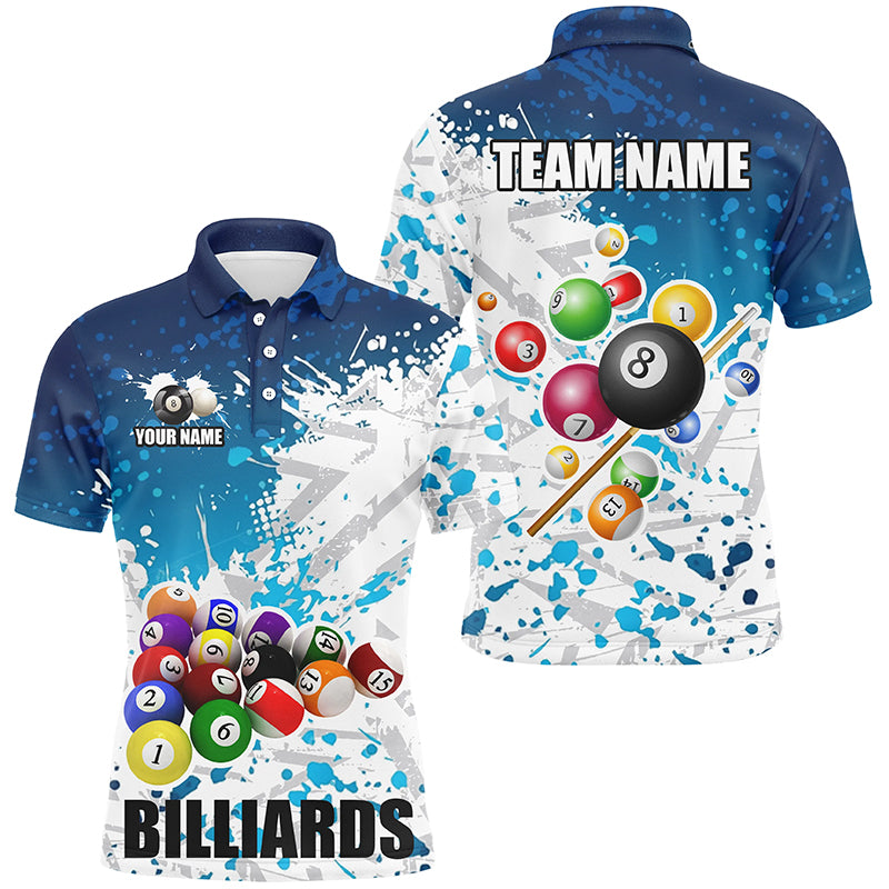 Personalized Blue Billiard Balls Paint Splash Men Billiard Shirts, 3D Billiard Jerseys Attire TDM1691