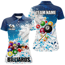Load image into Gallery viewer, Personalized Blue Billiard Balls Paint Splash Women Billiard Shirts, 3D Billiard Jerseys Attire TDM1691