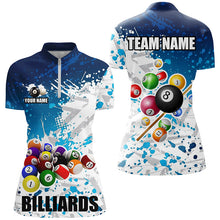 Load image into Gallery viewer, Personalized Blue Billiard Balls Paint Splash Women Billiard Shirts, 3D Billiard Jerseys Attire TDM1691
