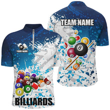 Load image into Gallery viewer, Personalized Blue Billiard Balls Paint Splash Men Billiard Shirts, 3D Billiard Jerseys Attire TDM1691