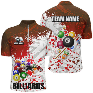 Personalized Red Billiard Balls Paint Splash Men Billiard Shirts, 3D Billiard Jerseys Attire TDM1692