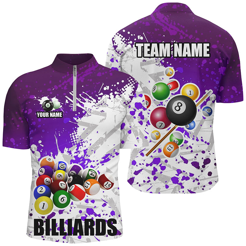 Personalized Purple Billiard Balls Paint Splash Men Billiard Shirts, 3D Billiard Jerseys Attire TDM1693