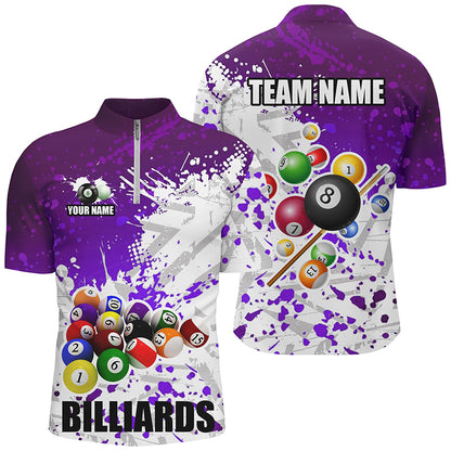 Personalized Purple Billiard Balls Paint Splash Men Billiard Shirts, 3D Billiard Jerseys Attire TDM1693