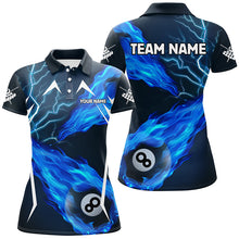Load image into Gallery viewer, Blue 8 Ball Pool Fire Flame Custom Lightning Women Billiard Shirts Best Team League Billiard Jerseys TDM1907
