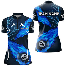 Load image into Gallery viewer, Blue 8 Ball Pool Fire Flame Custom Lightning Women Billiard Shirts Best Team League Billiard Jerseys TDM1907