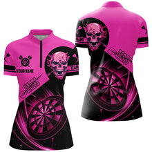 Load image into Gallery viewer, Custom Darts Shirts For Women, Personalized Skull Darts Team Jerseys Dartboard Shirts | Pink TDM2109