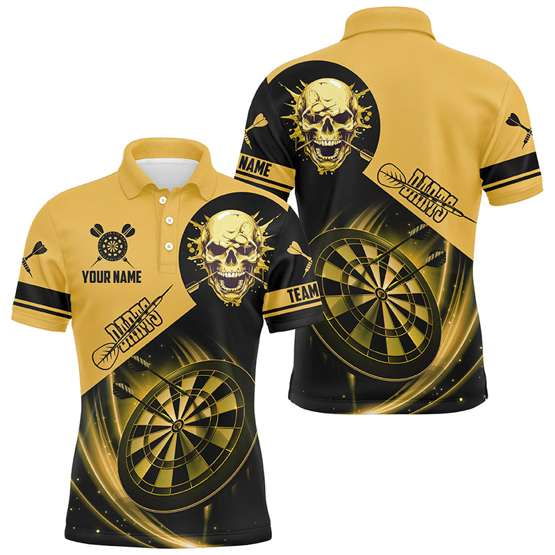 Custom Darts Shirts For Men, Personalized Skull Darts Team Jerseys Dartboard Shirts | Yellow TDM2110