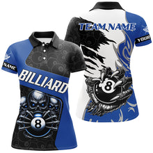 Load image into Gallery viewer, Personalized Skull Sharp Claws Billiard Shirts For Women Custom 8 Ball Pool Team Jerseys Shirts |Blue TDM2347