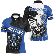 Load image into Gallery viewer, Personalized Skull Sharp Claws Billiard Shirts For Men Custom 8 Ball Pool Team Jerseys Shirts |Blue TDM2347