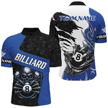 Load image into Gallery viewer, Personalized Skull Sharp Claws Billiard Shirts For Men Custom 8 Ball Pool Team Jerseys Shirts |Blue TDM2347