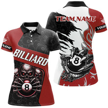 Load image into Gallery viewer, Personalized Skull Sharp Claws Billiard Shirts For Women Custom 8 Ball Pool Team Jerseys Shirts |Red TDM2348