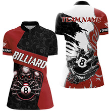 Load image into Gallery viewer, Personalized Skull Sharp Claws Billiard Shirts For Women Custom 8 Ball Pool Team Jerseys Shirts |Red TDM2348