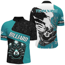 Load image into Gallery viewer, Personalized Skull Sharp Claws Billiard Shirts For Men, 8 Ball Pool Team Jerseys Shirts |Turquoise TDM2349