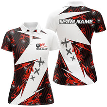 Load image into Gallery viewer, Red Billiard 8 Ball Flame Pattern Custom Pool Shirts For Women, Billiard Tournament Jerseys For Team TDM2350