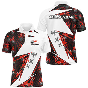 Red Billiard 8 Ball Flame Pattern Custom Pool Shirts For Men, Billiard Tournament Jerseys For Team TDM2350