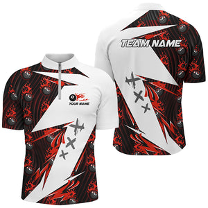 Red Billiard 8 Ball Flame Pattern Custom Pool Shirts For Men, Billiard Tournament Jerseys For Team TDM2350