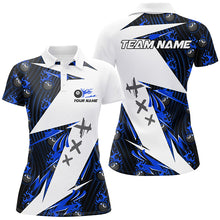 Load image into Gallery viewer, Blue Billiard 8 Ball Flame Pattern Custom Pool Shirts For Women, Billiard Tournament Jerseys For Team TDM2351
