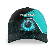 Load image into Gallery viewer, Personalized 8 Ball Pool Crack Billiard Hats Custom Turquoise 3D Printed Billiard Baseball Caps TDM2598