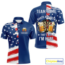 Load image into Gallery viewer, Darts And Beer That&#39;s Why I&#39;m Here Funny Dart Shirt For Men Custom Patriotic US Flag Dart Jersey TDM4888