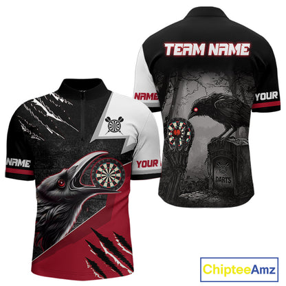 Personalized Raven Darts Shirt For Men Custom Black And Red Gothic Darts Team Jersey TDM5091