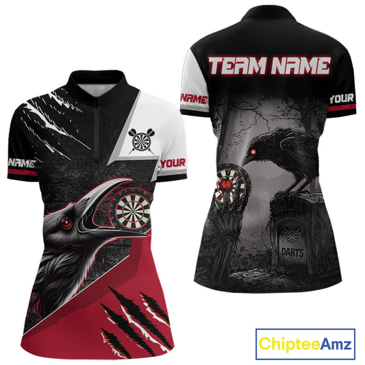 Personalized Raven Darts Shirt For Women Custom Black And Red Gothic Darts Team Jersey TDM5091