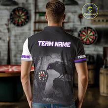 Load image into Gallery viewer, Personalized Raven Darts Shirt For Men Custom Black And Purple Gothic Darts Team Jersey TDM5092