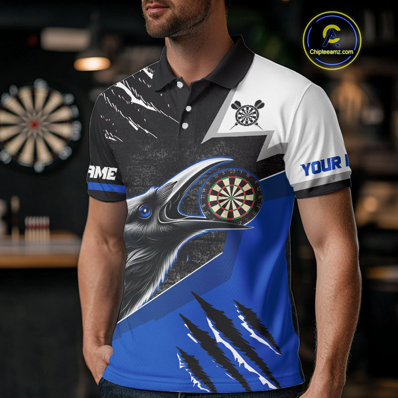Personalized Raven Darts Shirt For Men Custom Black And Blue Gothic Darts Team Jersey TDM5093