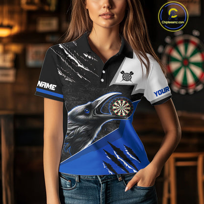 Personalized Raven Darts Shirt For Women Custom Black And Blue Gothic Darts Team Jersey TDM5093