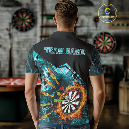Personalized Turquoise Dartboard Fire Marble Darts Shirt For Men Custom Darts Team Jersey Outfit TDM5097