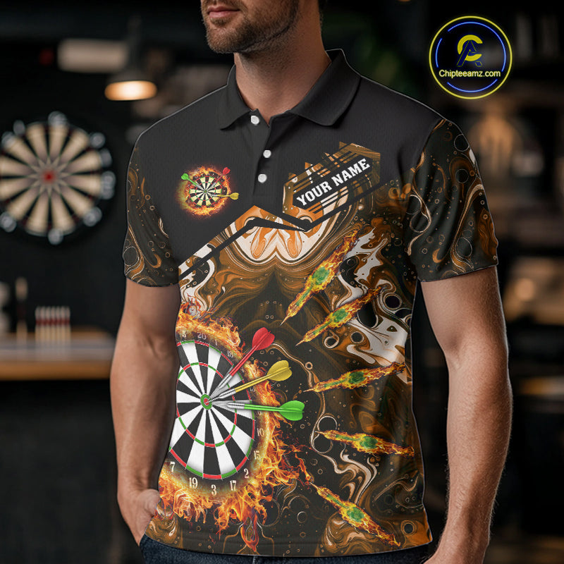 Personalized Orange Dartboard Fire Marble Darts Shirt For Men Custom Darts Team Jersey Outfit TDM5098