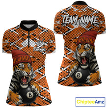 Load image into Gallery viewer, Personalized Orange Black Grunge Tiger Billiard Shirt For Women Custom 8 Ball Pool Team Jersey TDM5100