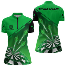 Load image into Gallery viewer, Personalized Green Dart Jerseys Polo &amp; Quarter Zip Shirt For Women Custom Dart Shirts Team Uniform TDM3084