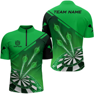 Personalized Green Dart Jerseys Polo & Quarter Zip Shirt For Men Custom Dart Shirts Team Uniform TDM3084