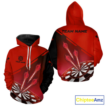 Personalized Red Darts Hoodie Shirt For Men And Women Custom Darts Jersey Team Uniform TDM3085