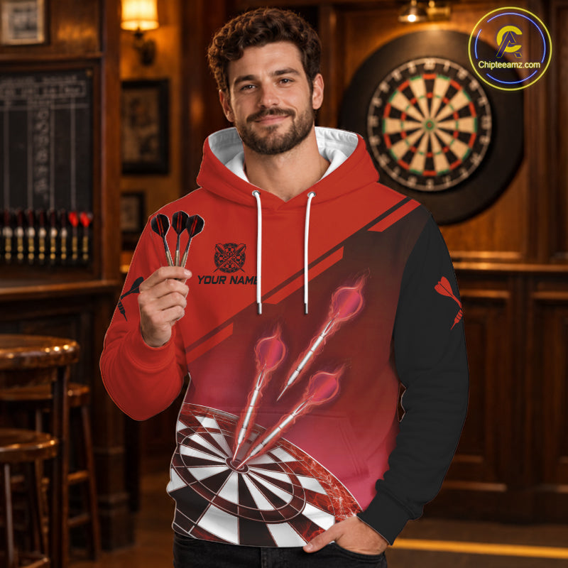 Personalized Red Darts Hoodie Shirt For Men And Women Custom Darts Jersey Team Uniform TDM3085