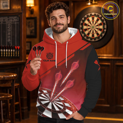 Personalized Red Darts Hoodie Shirt For Men And Women Custom Darts Jersey Team Uniform TDM3085